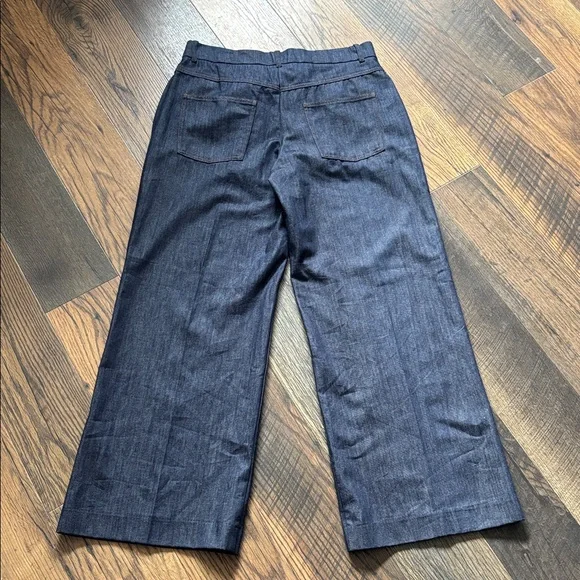 Zara Dark Blue Denim Wide-Leg Trouser High Waist Jeans Women’s Size 12 - Picture 3 of 9